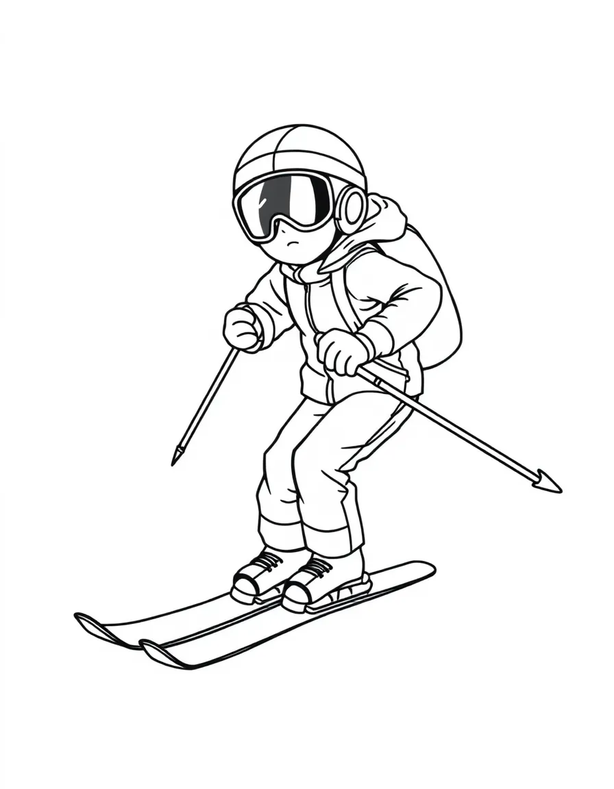 (sports) A child simple freestyle ski outline