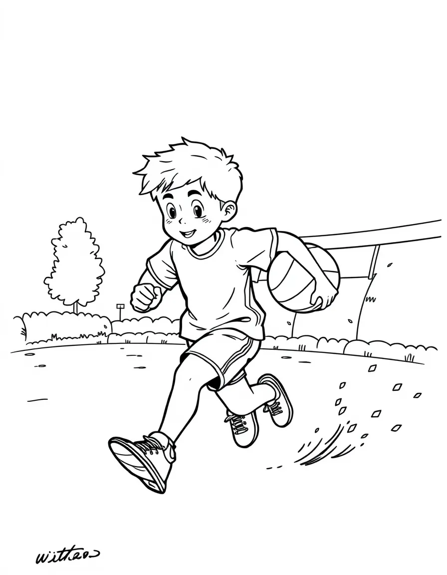 (sports) A child a boy running