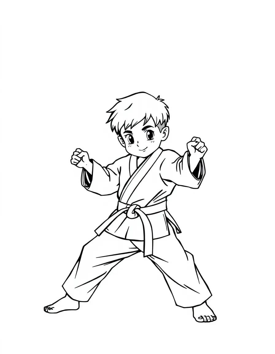 (sports) A child a boy doing judo
