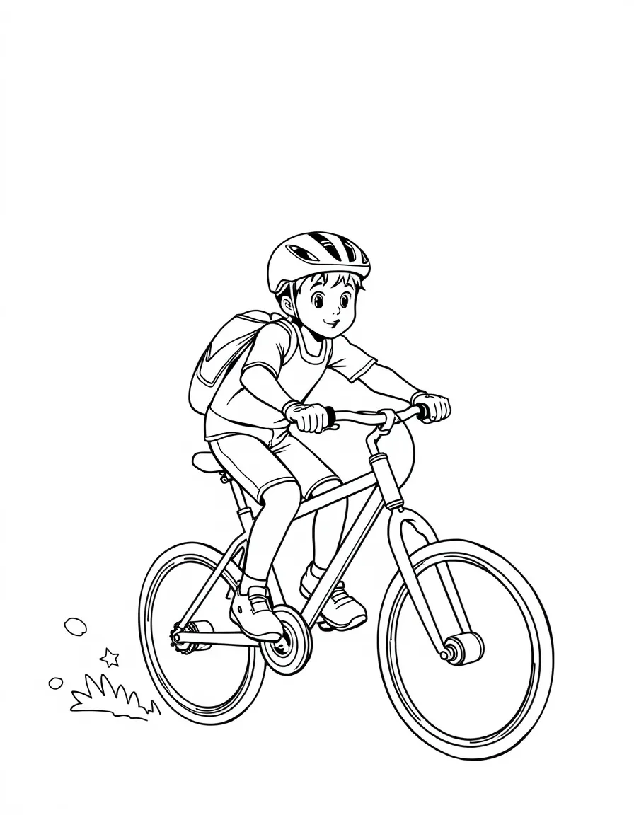(sports) A child a boy cycling
