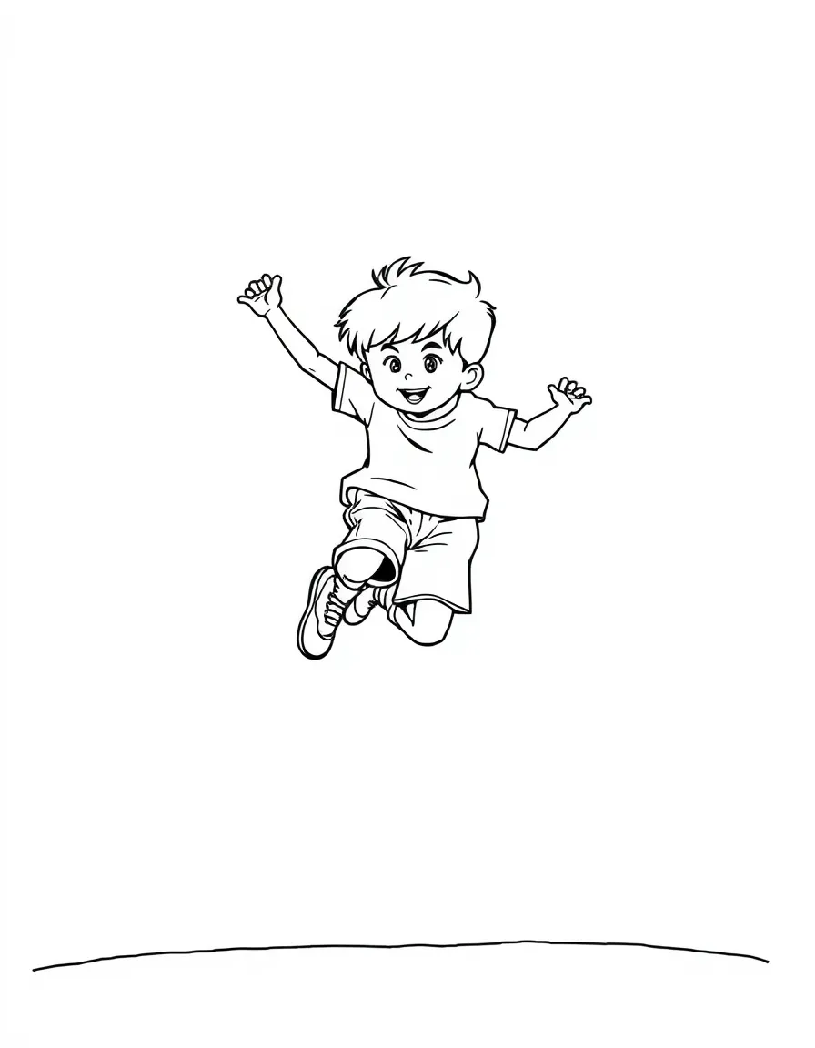 (sports) A child a boy high jumping