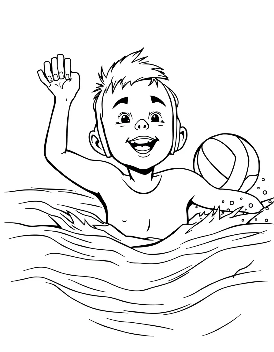 (sports) A child a boy water polo