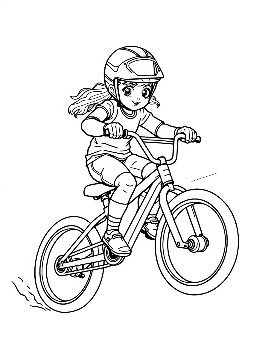 (sports) A child a girl BMX racing