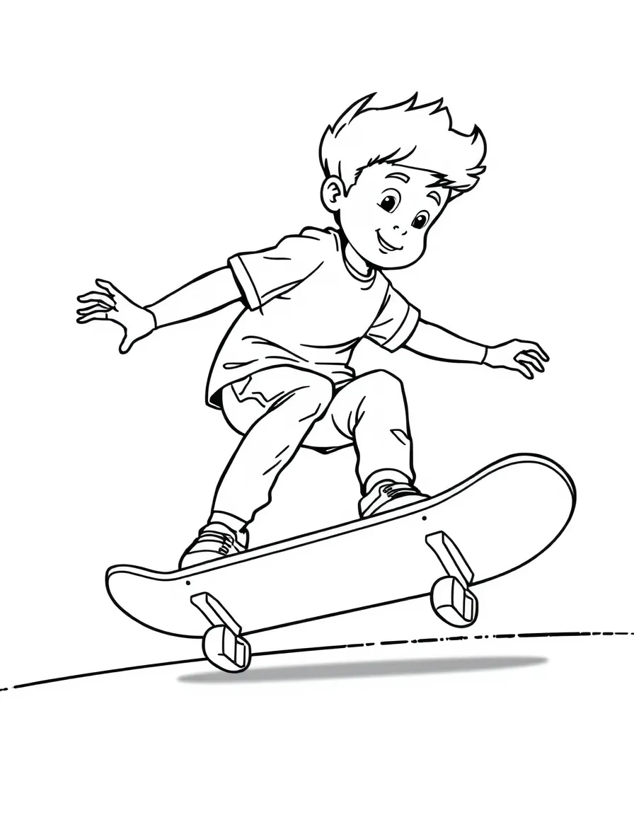 (sports) A child a boy doing skateboarding