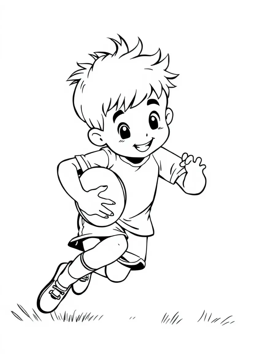 (sports) A child a boy playing rugby