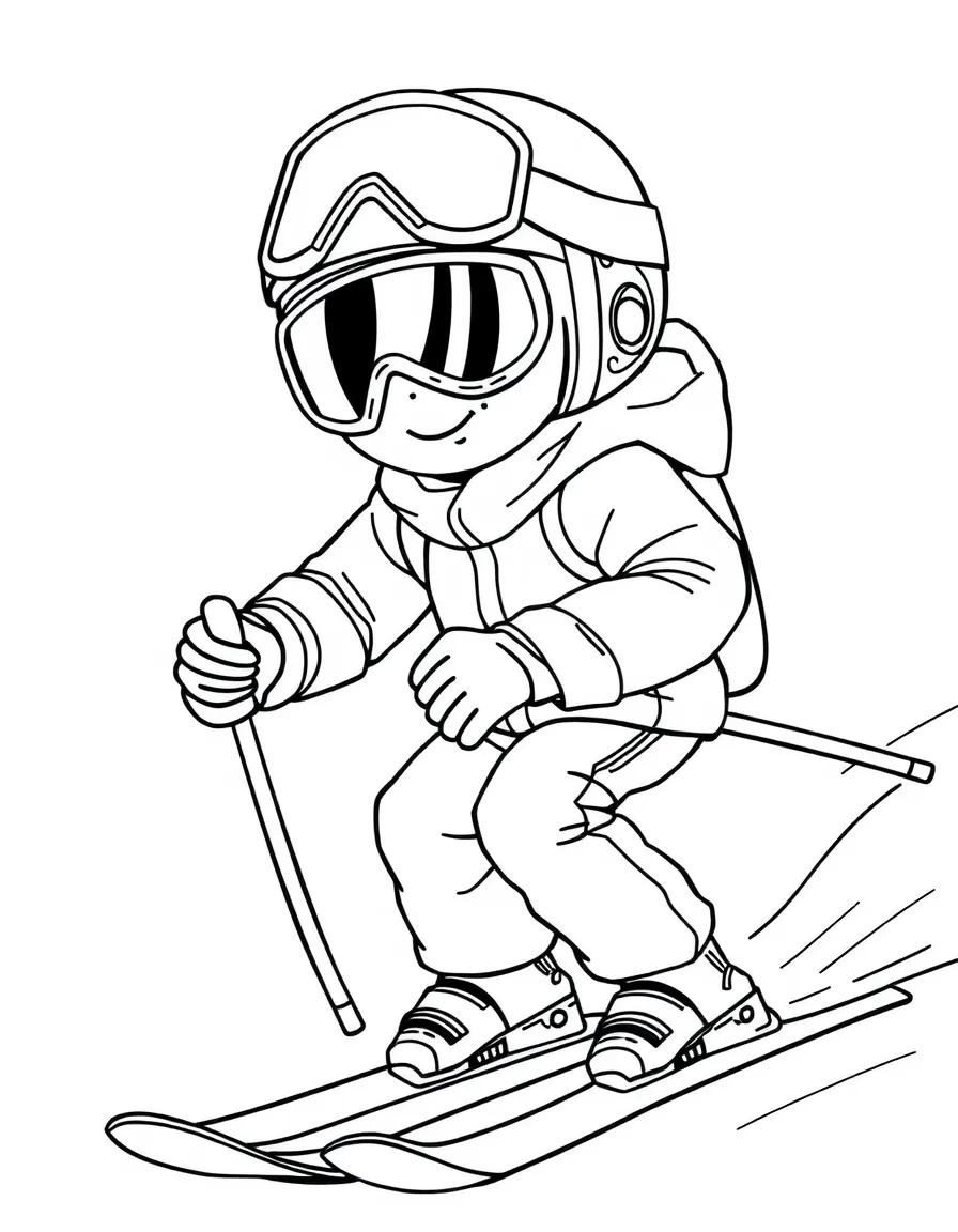 (sports) A child a boy doing alpine skiing
