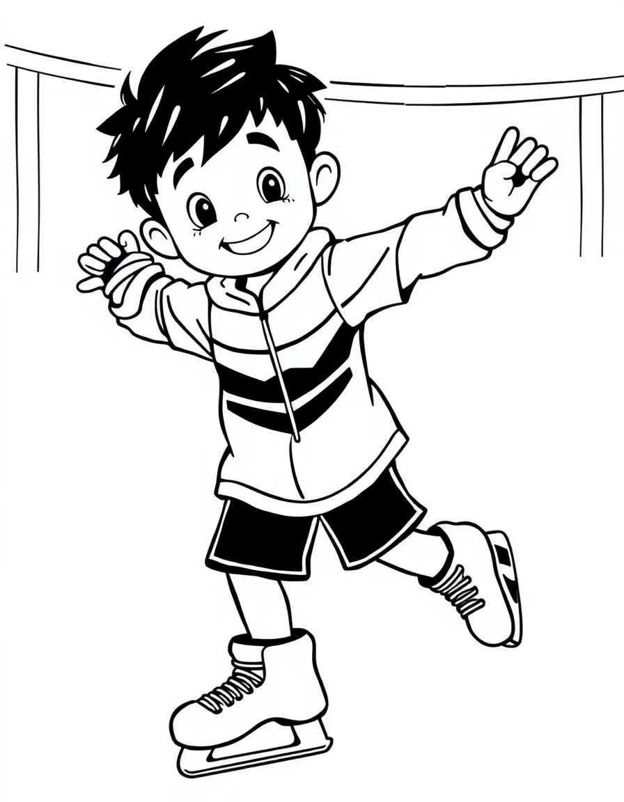 (sports) A child a boy doing figure skating