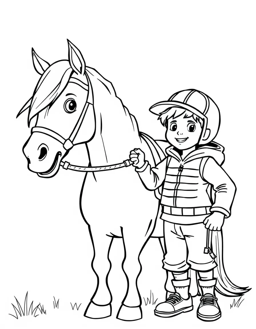 (sports) A child a horse with a friendly mane
