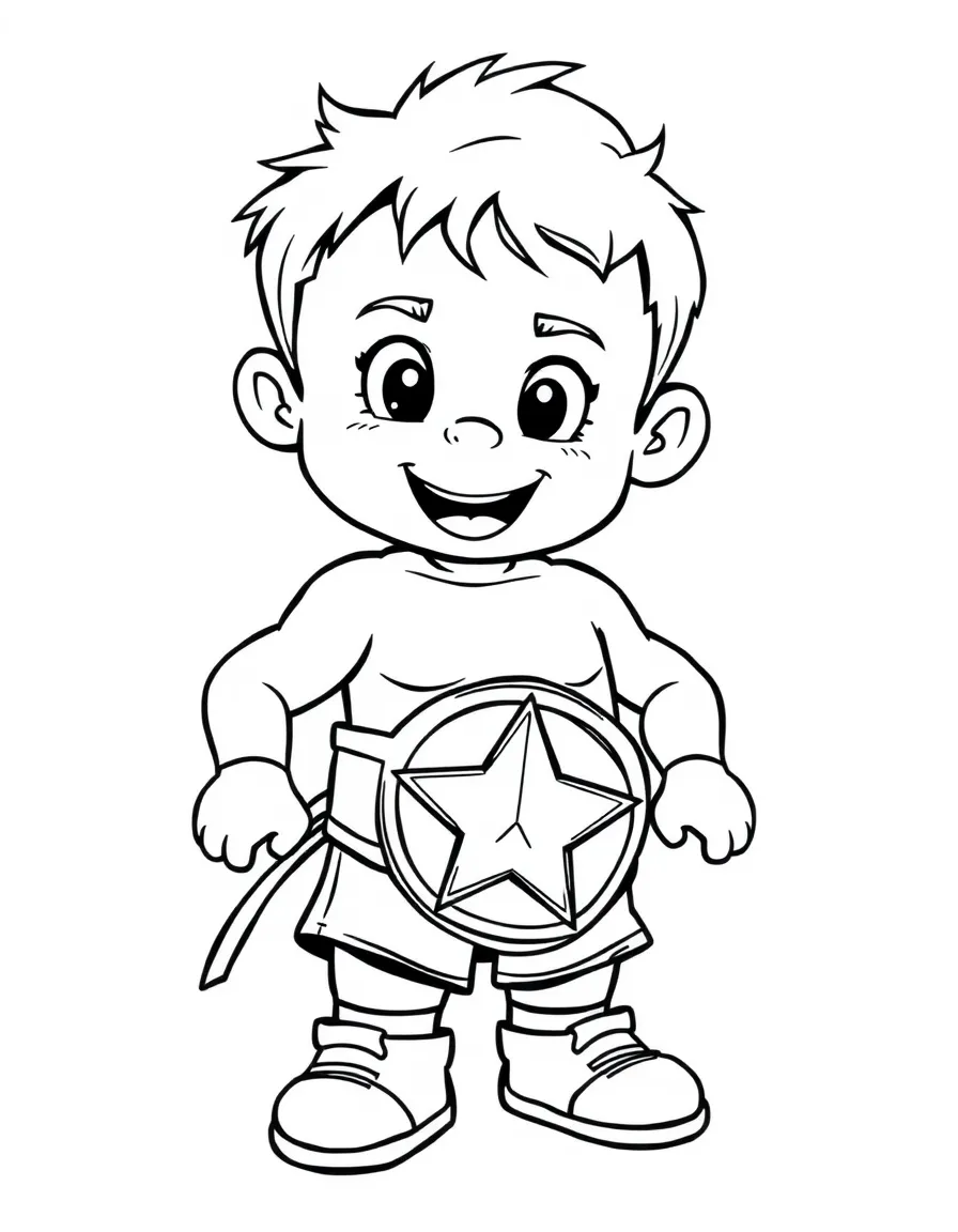 (sports) A child a wrestling belt with a star