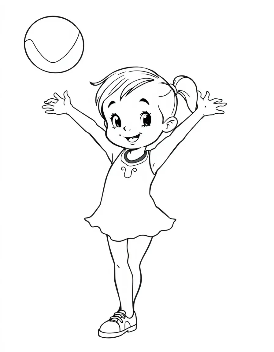 (sports) A child a rhythmic gymnastics ball bouncing
