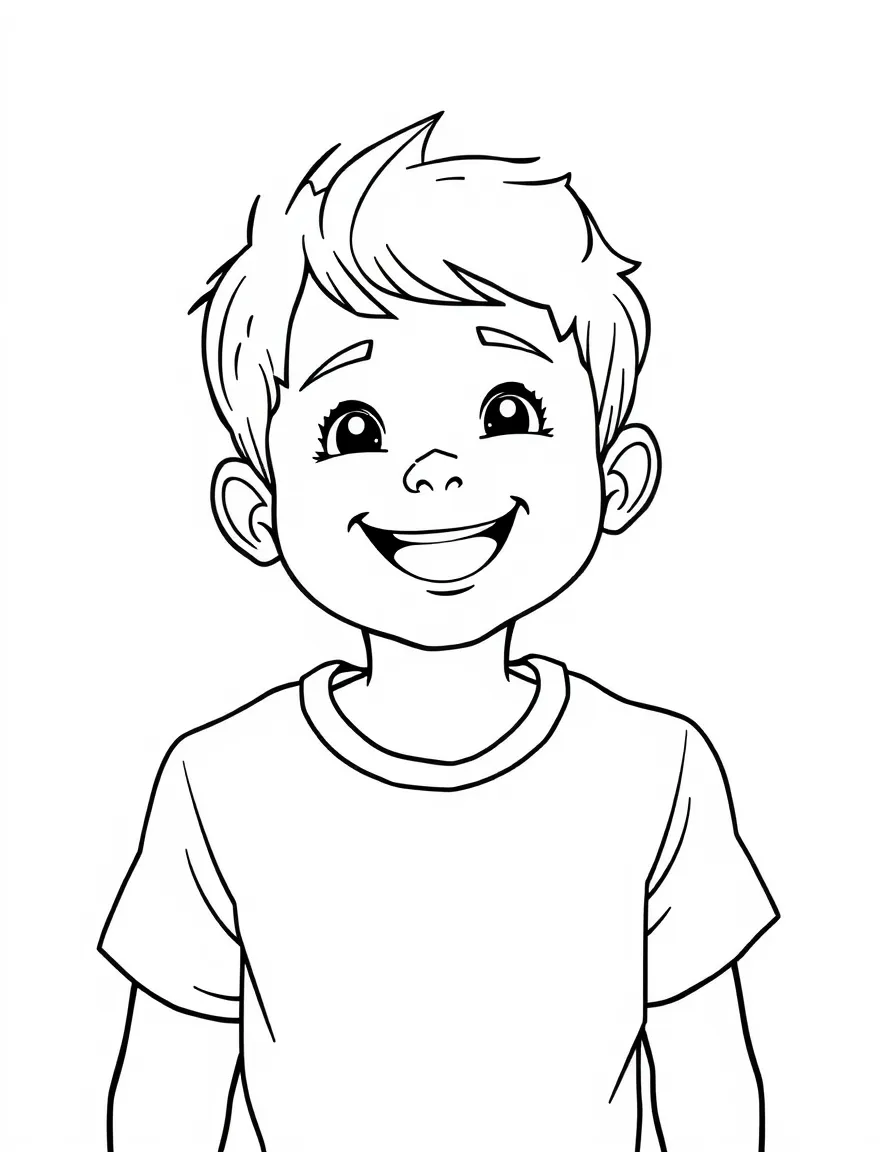 (sports) A child modern pentathlon symbols smiling
