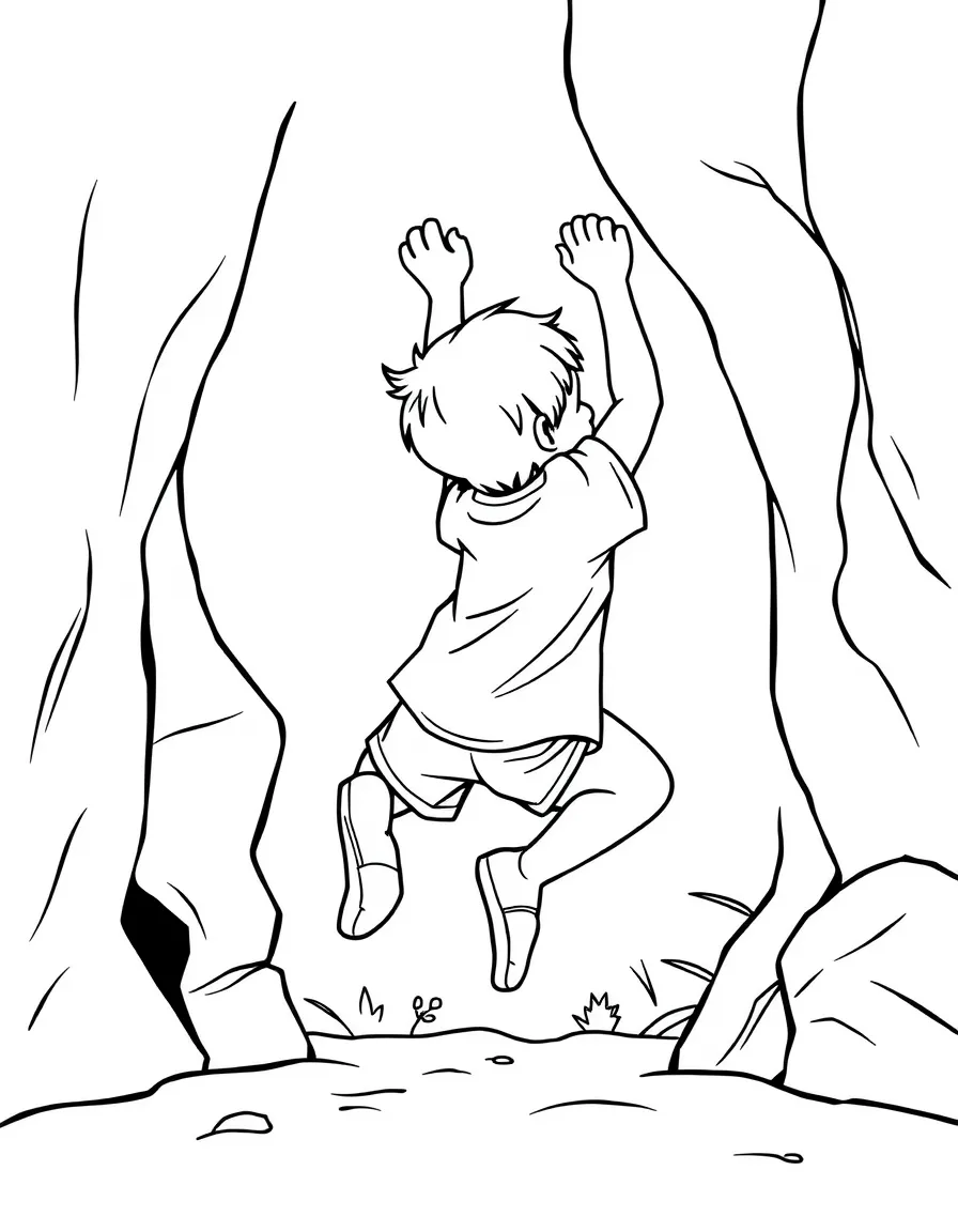 (sports) A child climbing holds making a pattern