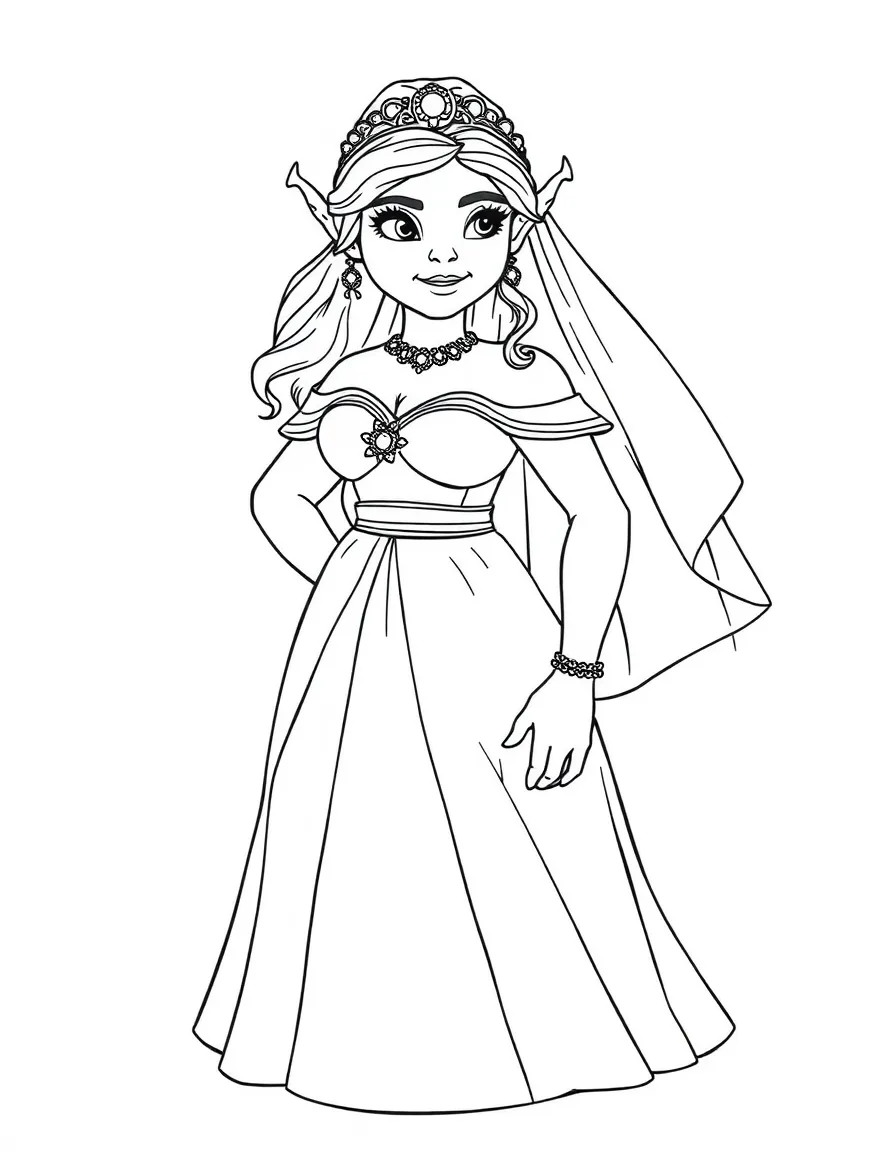 (movie characters) Fiona in her wedding dress (ogre form).