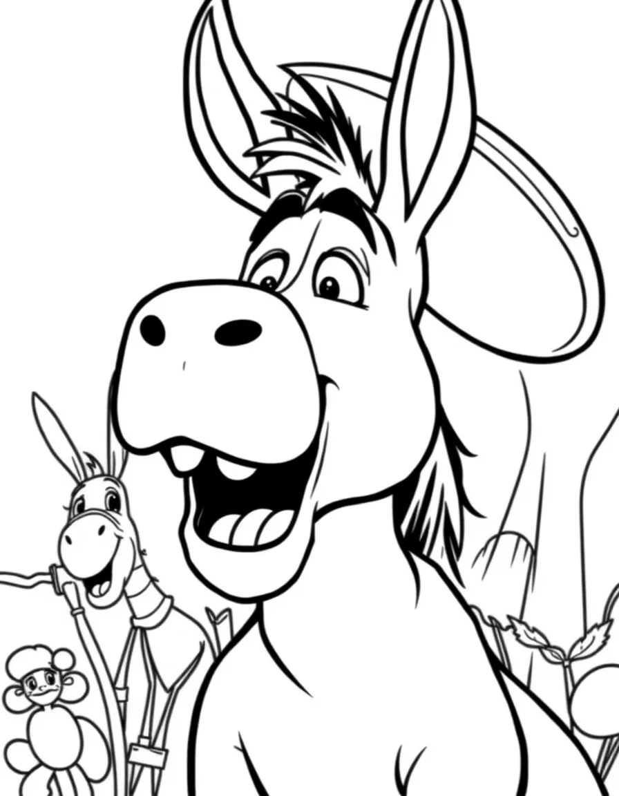(movie characters) Donkey singing loudly.