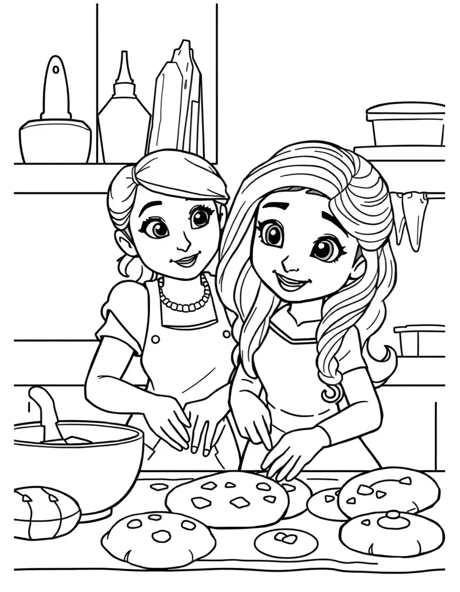 (movie characters) Fiona baking cookies.