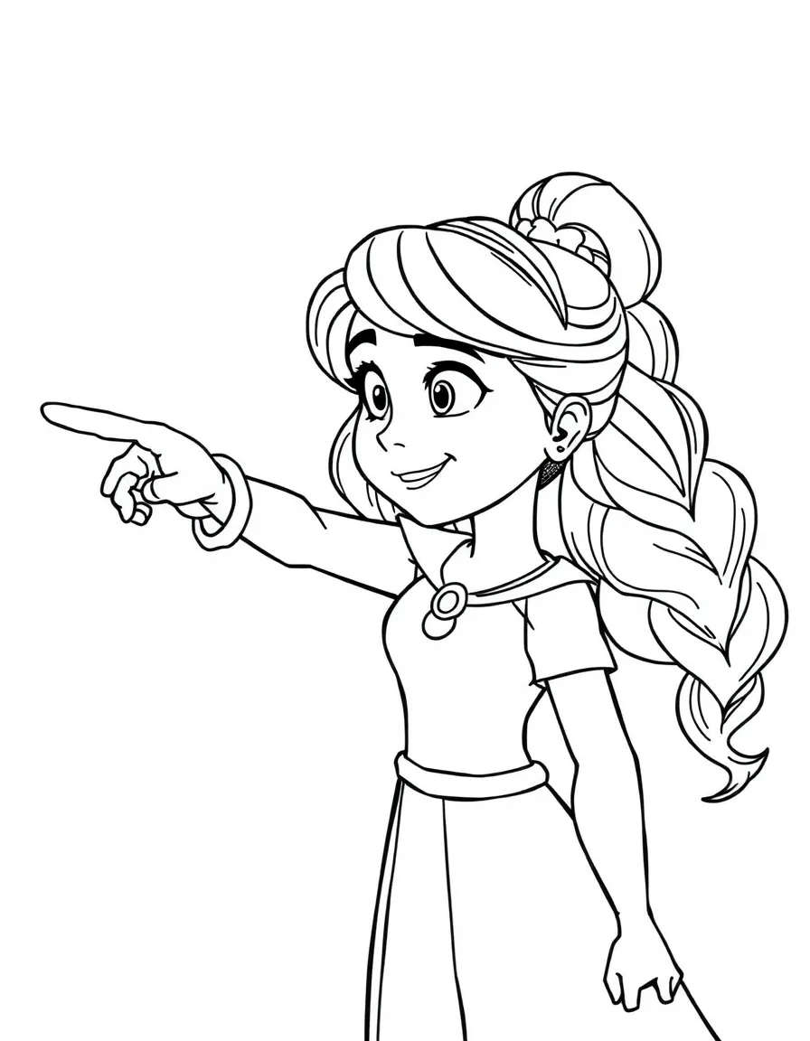 (movie characters) Fiona pointing at something.