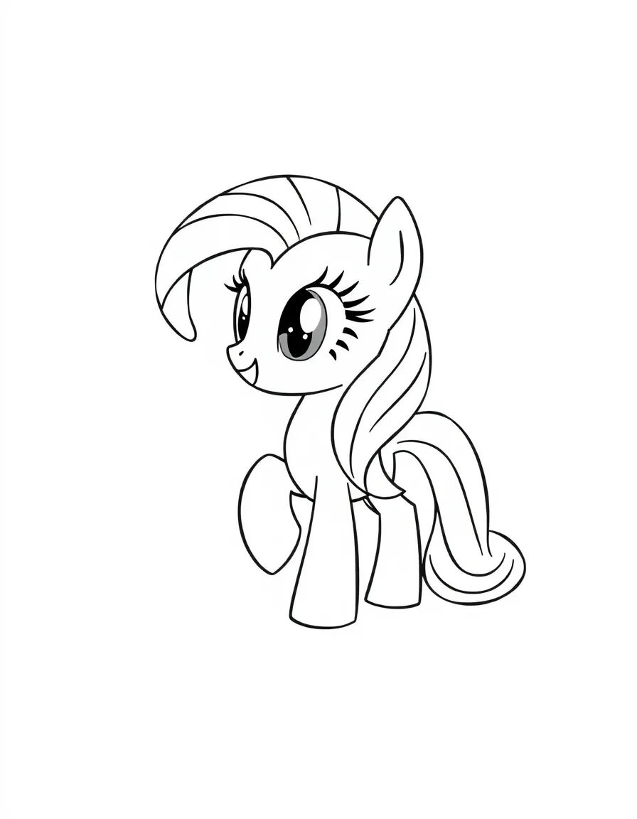 A simple outline of Fluttershy with a butterfly.