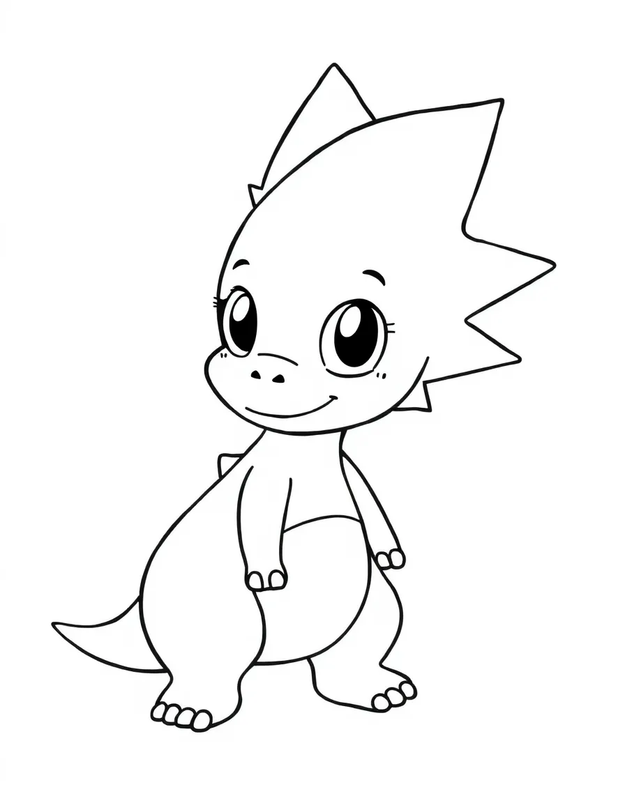 A simple outline of Spike drawing a picture.
