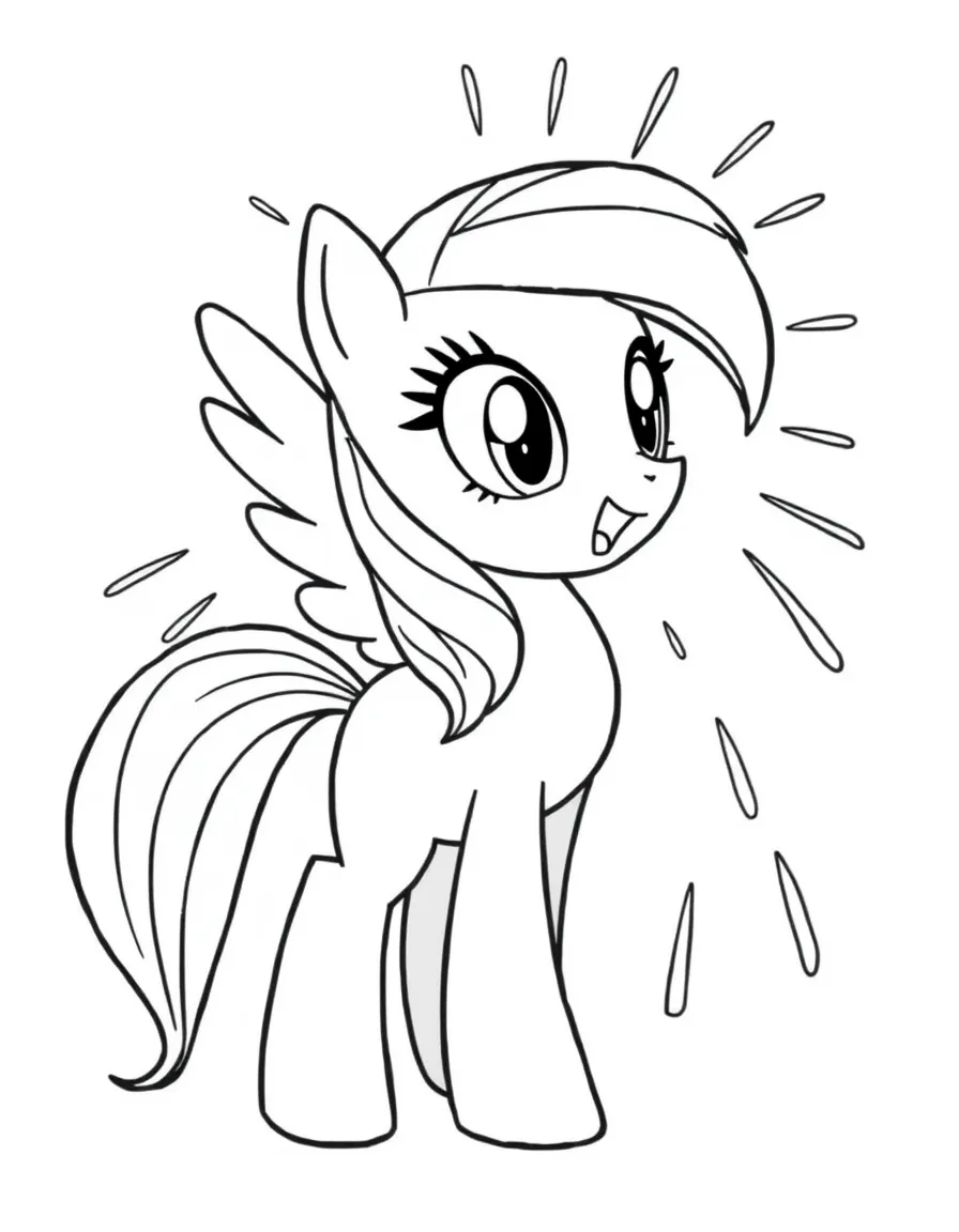A simple outline of Rainbow Dash making a sonic rainboom.