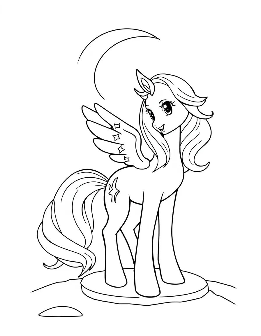 A simple outline of Princess Luna lowering the moon.