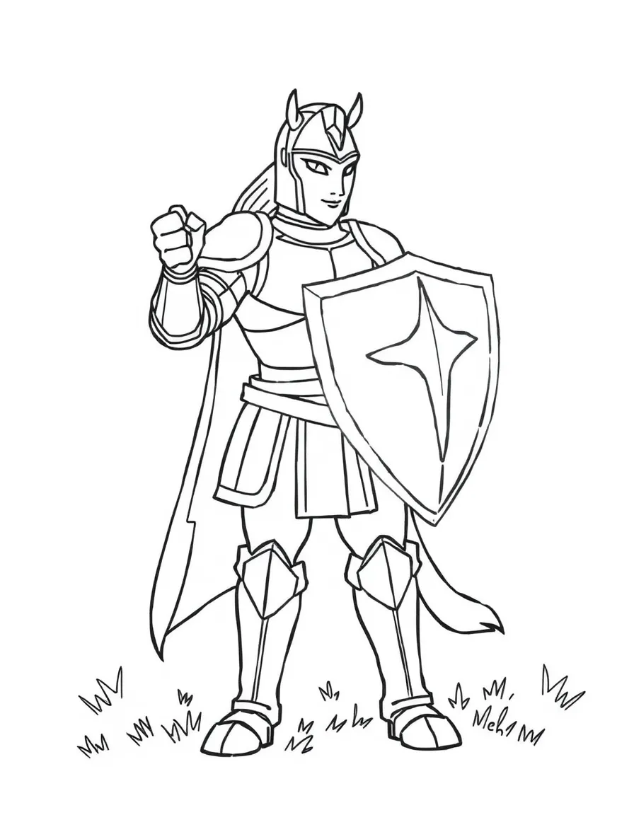 A simple outline of Shining Armor shielding someone.
