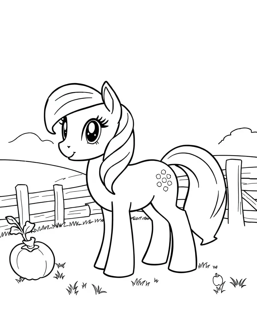 A simple outline of Applejack on the farm.