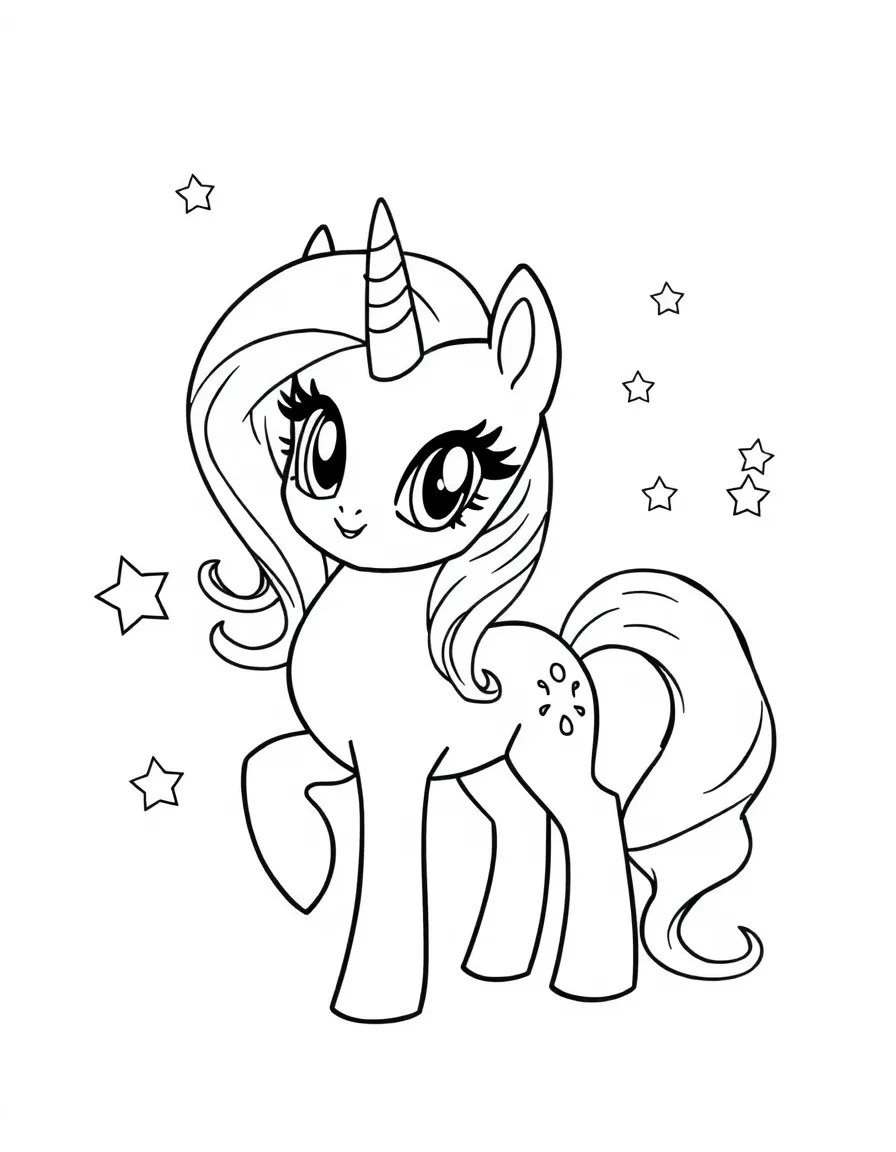 A simple outline of Princess Luna with stars.