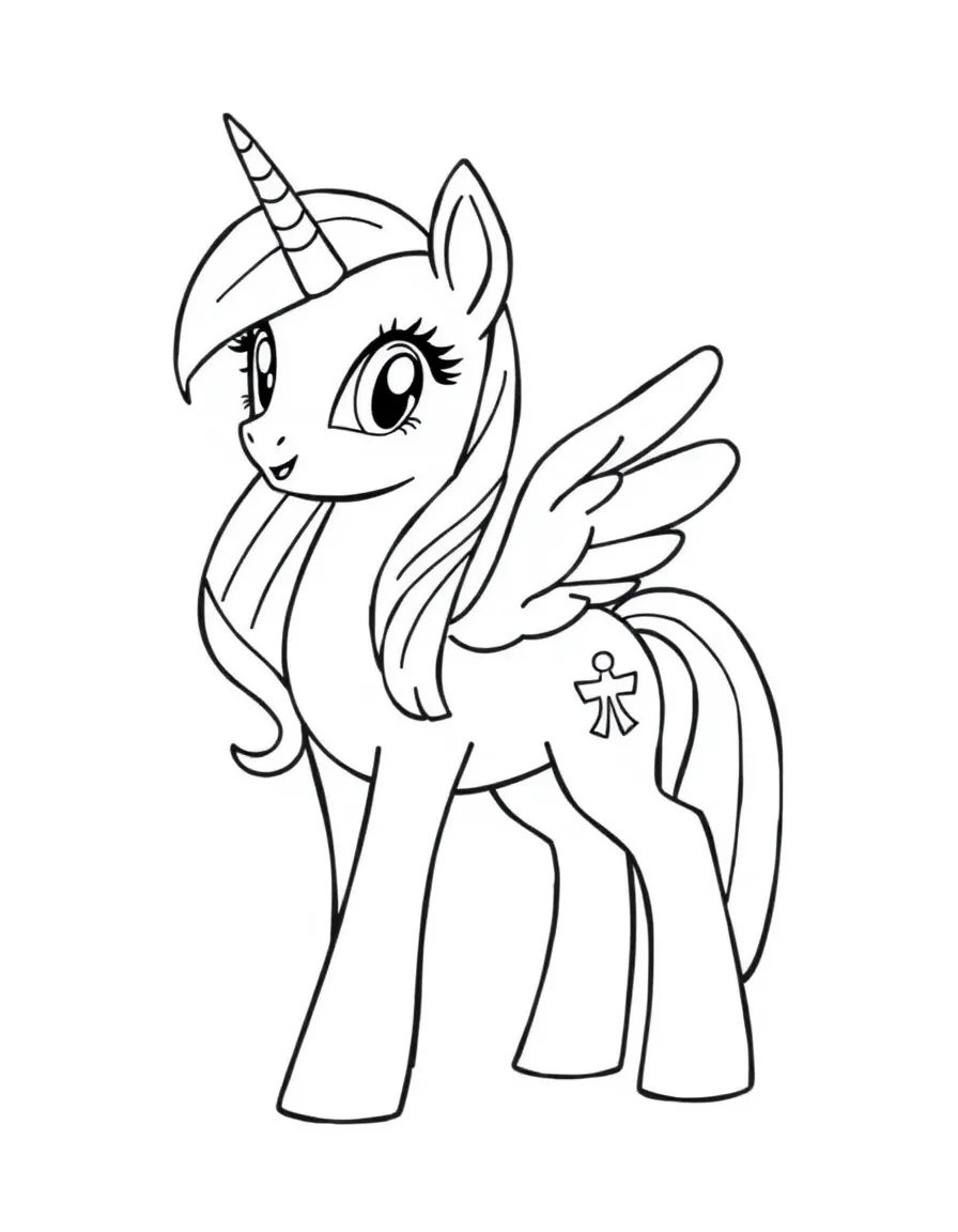 A simple outline of Twilight Sparkle as an alicorn.