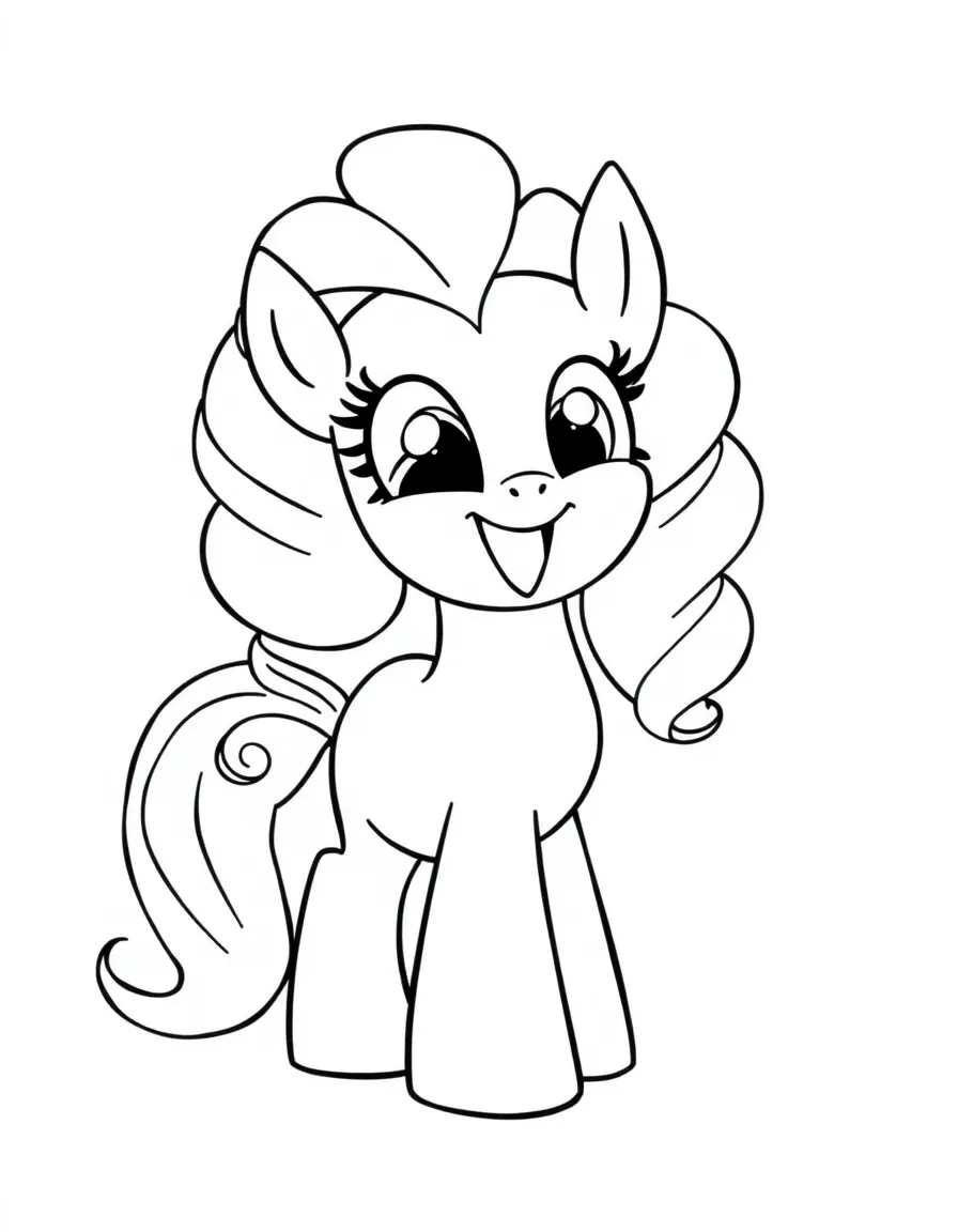 A simple outline of Pinkie Pie giggling.