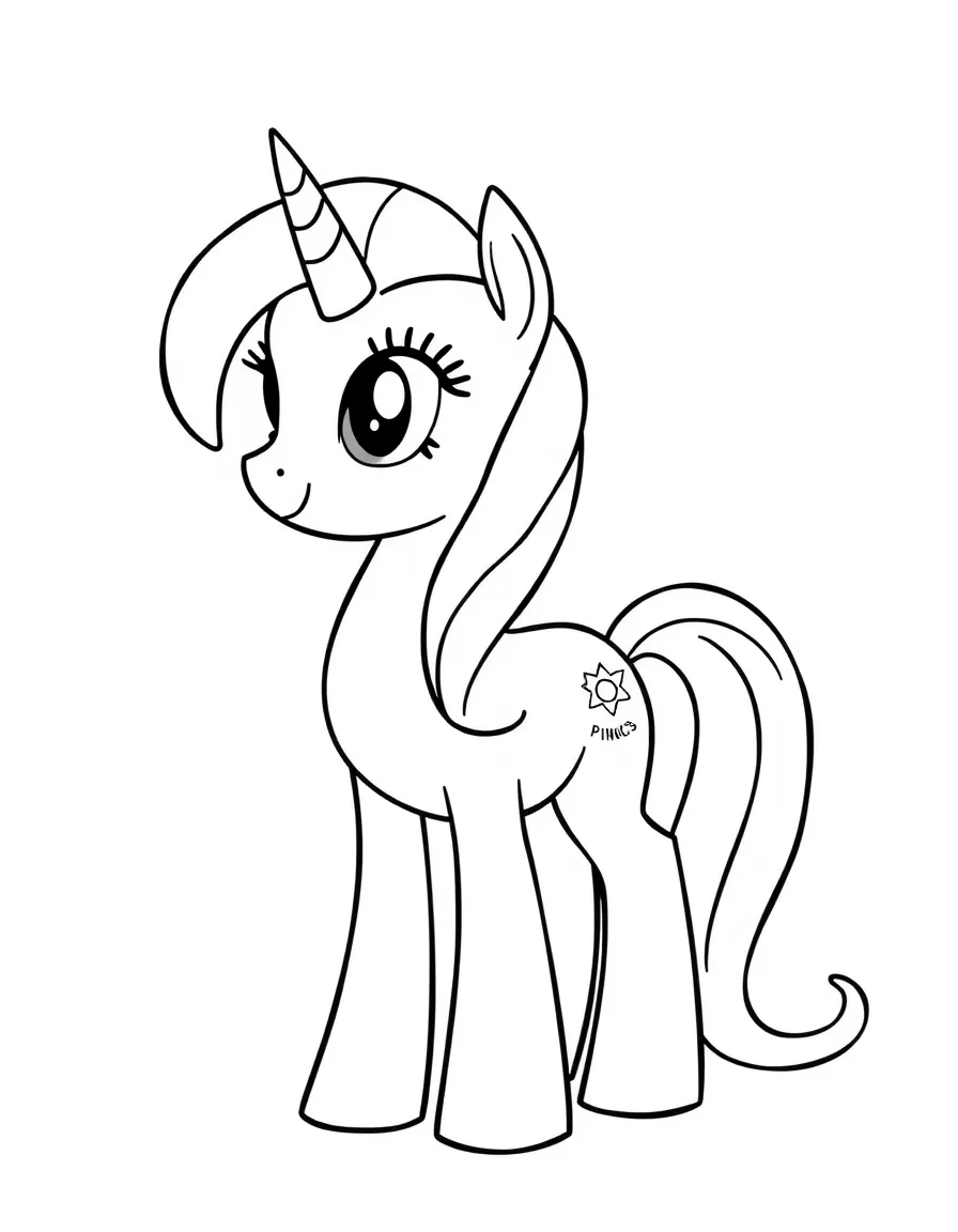 A simple outline of Princess Celestia with a sun cutie mark.