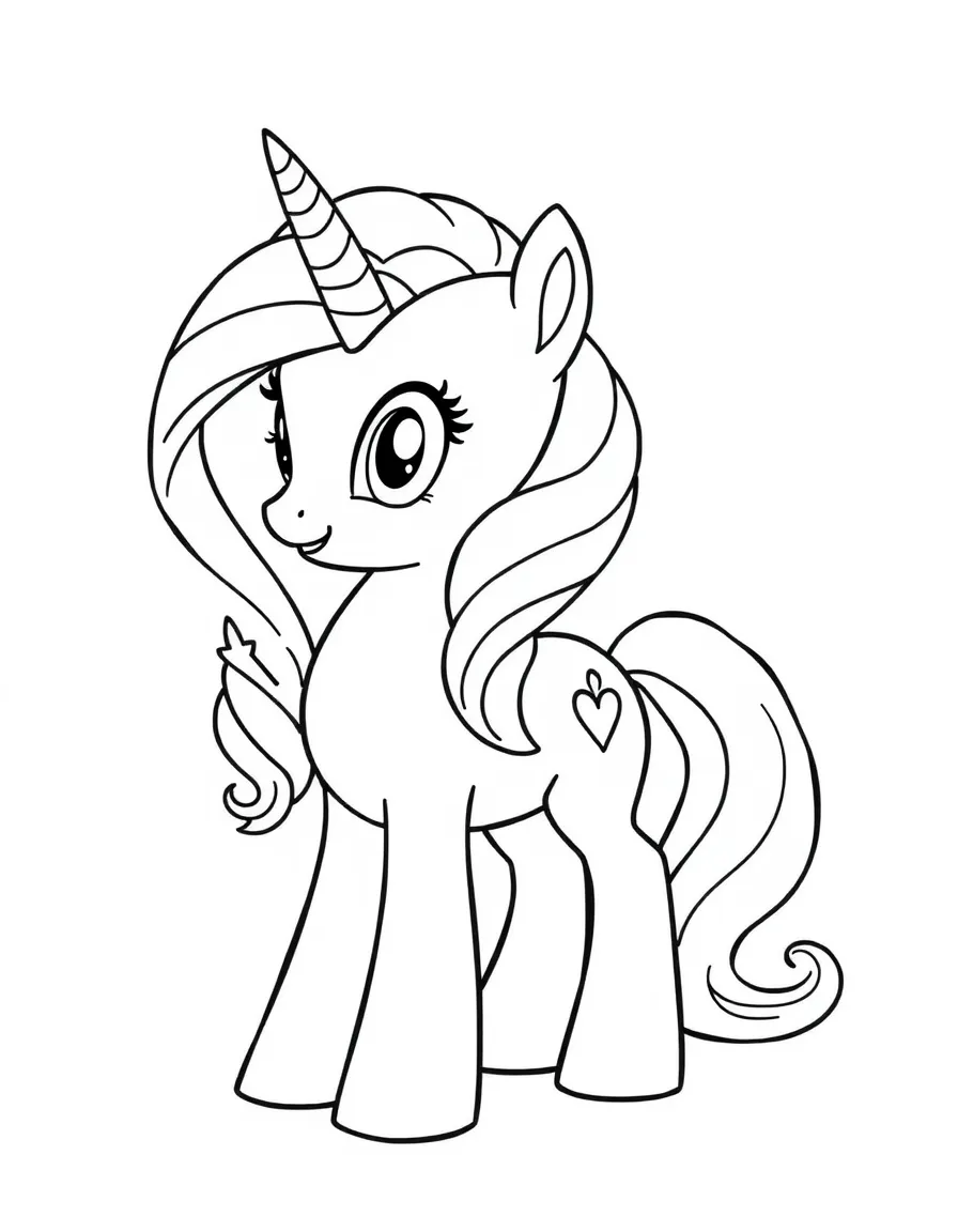 A simple outline of Princess Cadance with a heart cutie mark.