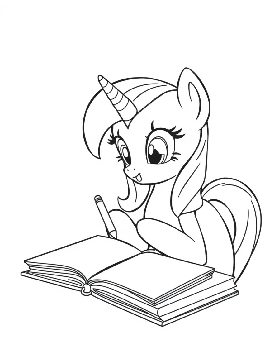 A simple outline of Twilight Sparkle writing in her journal.