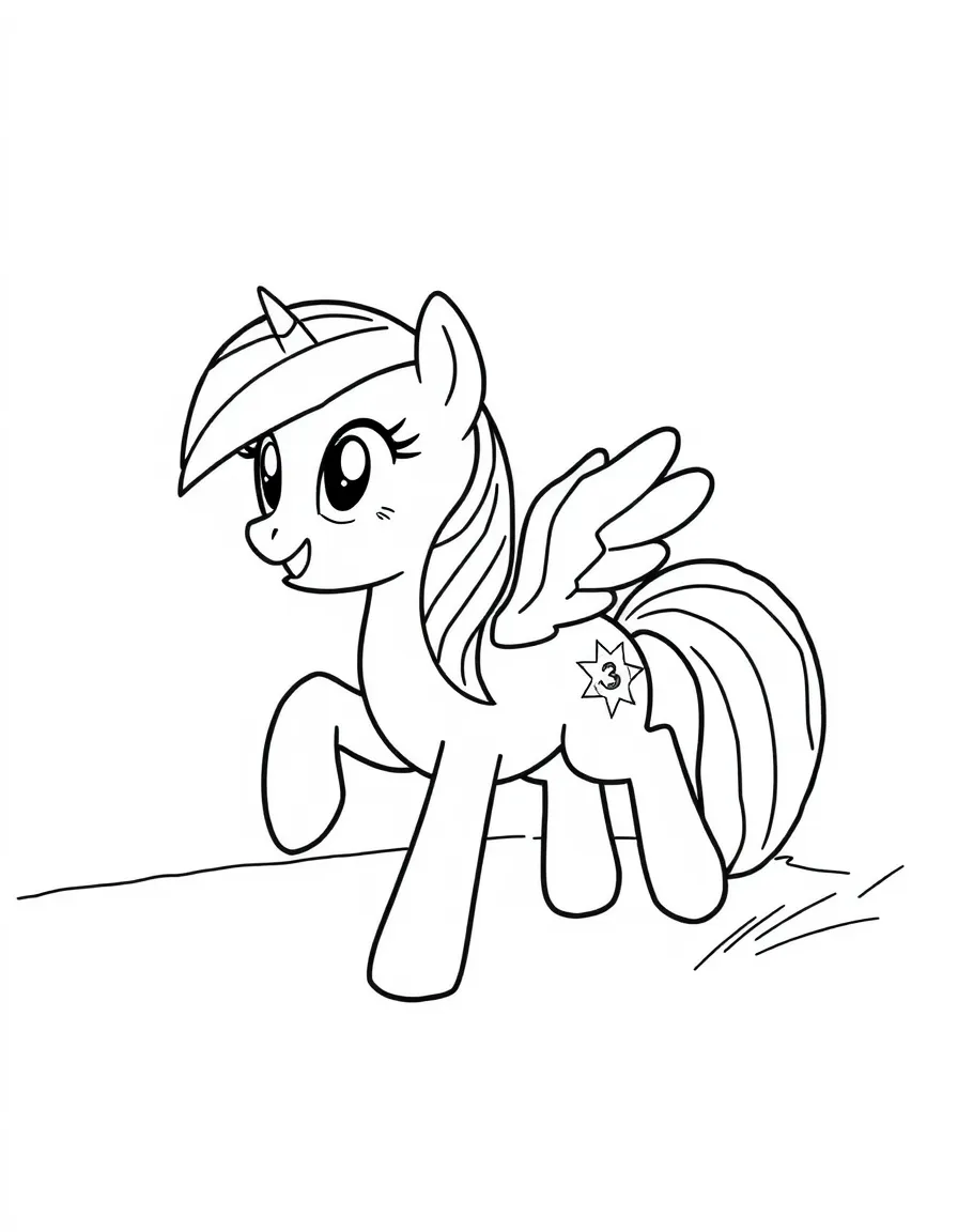 A simple outline of Rainbow Dash trying to win a race.