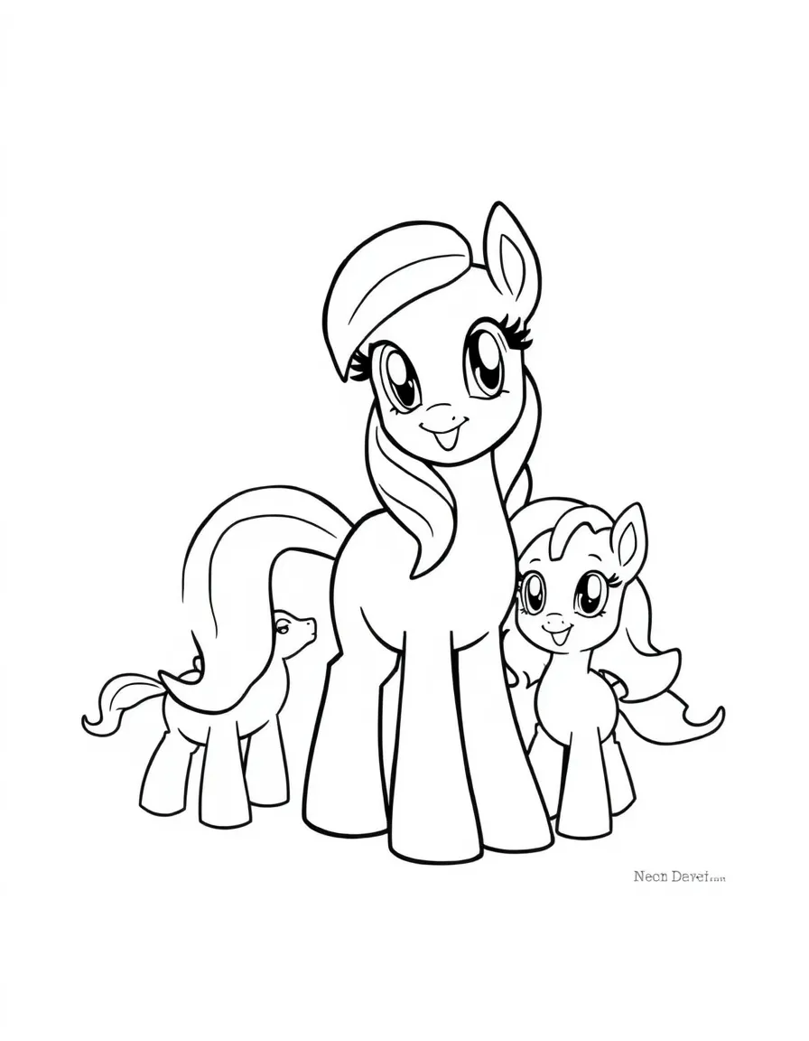 A simple outline of Applejack leading her family.