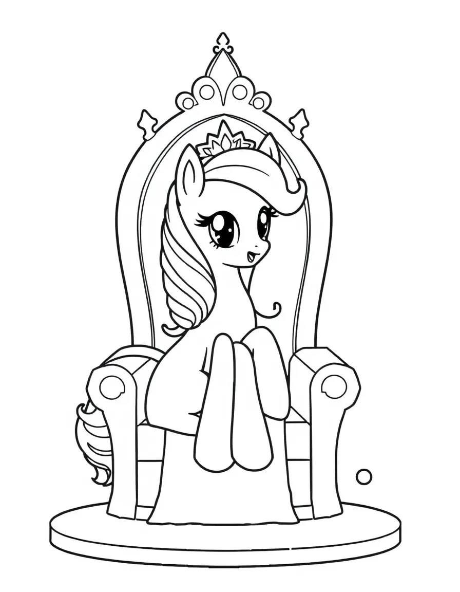 A simple outline of Princess Celestia on her throne.