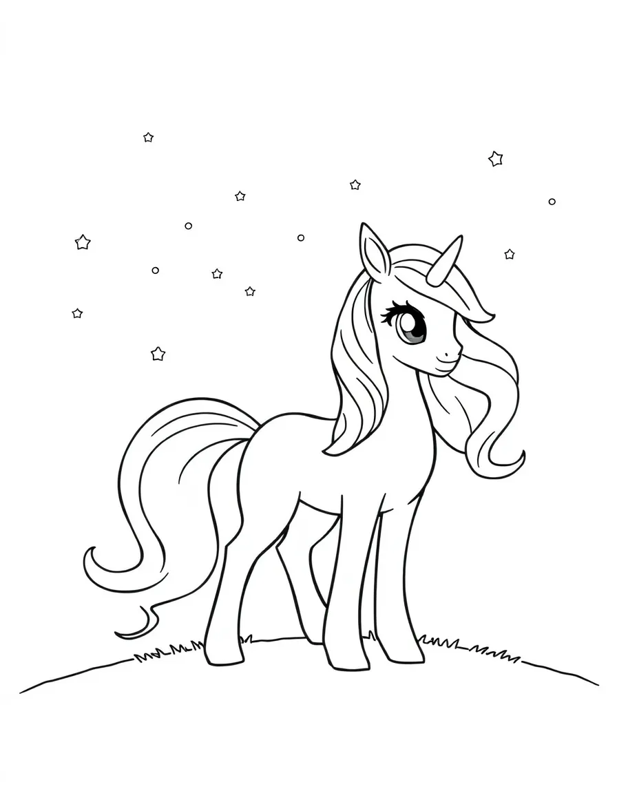 A simple outline of Princess Luna in the night sky.