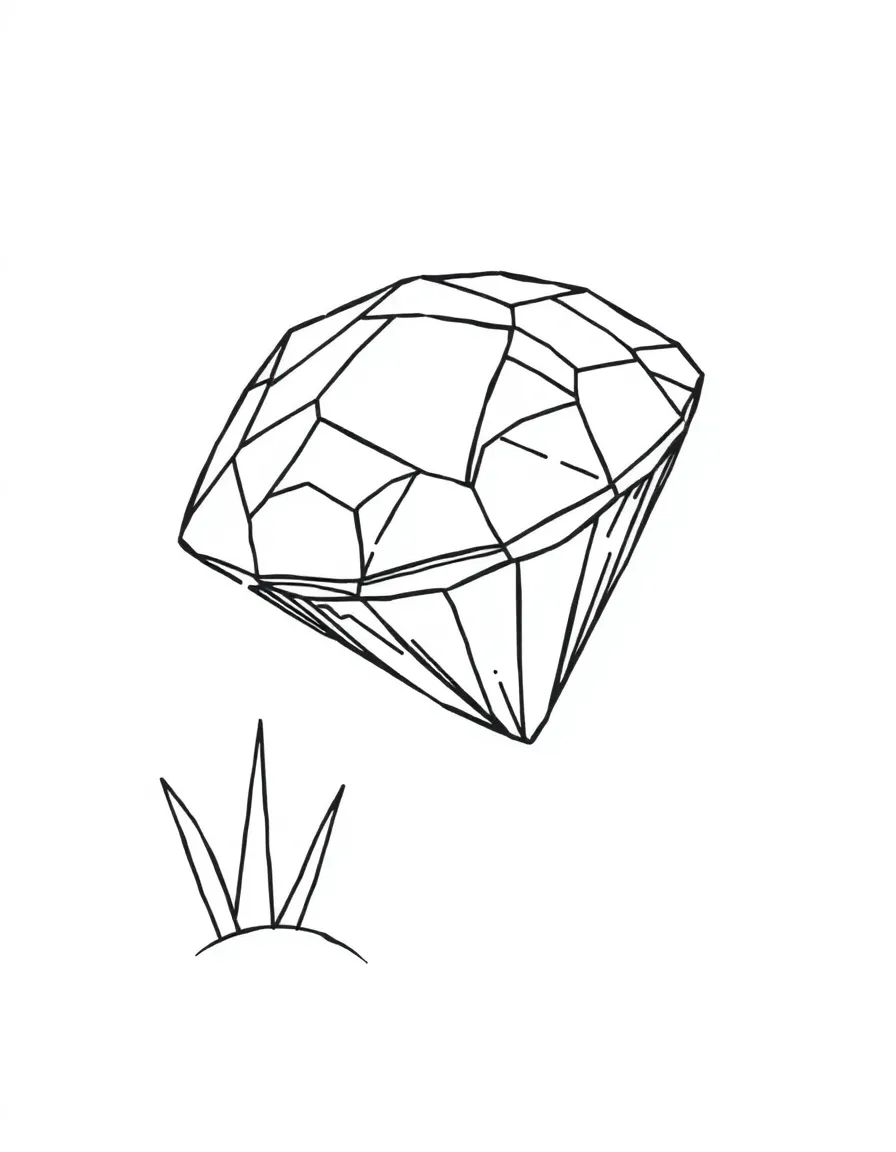 A simple outline of Rarity finding a diamond.
