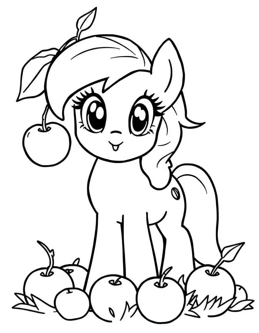 A simple outline of Applejack harvesting apples.