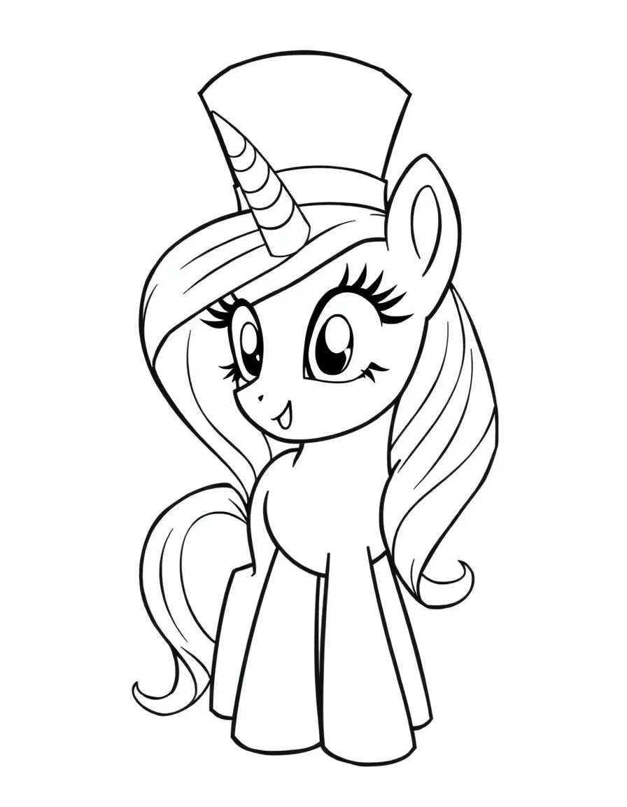 A simple outline of Rarity with a fancy hat.
