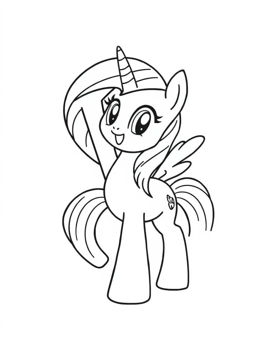 A simple outline of Rainbow Dash high-fiving.