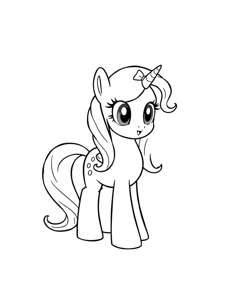 A simple outline of Rarity admiring her reflection.