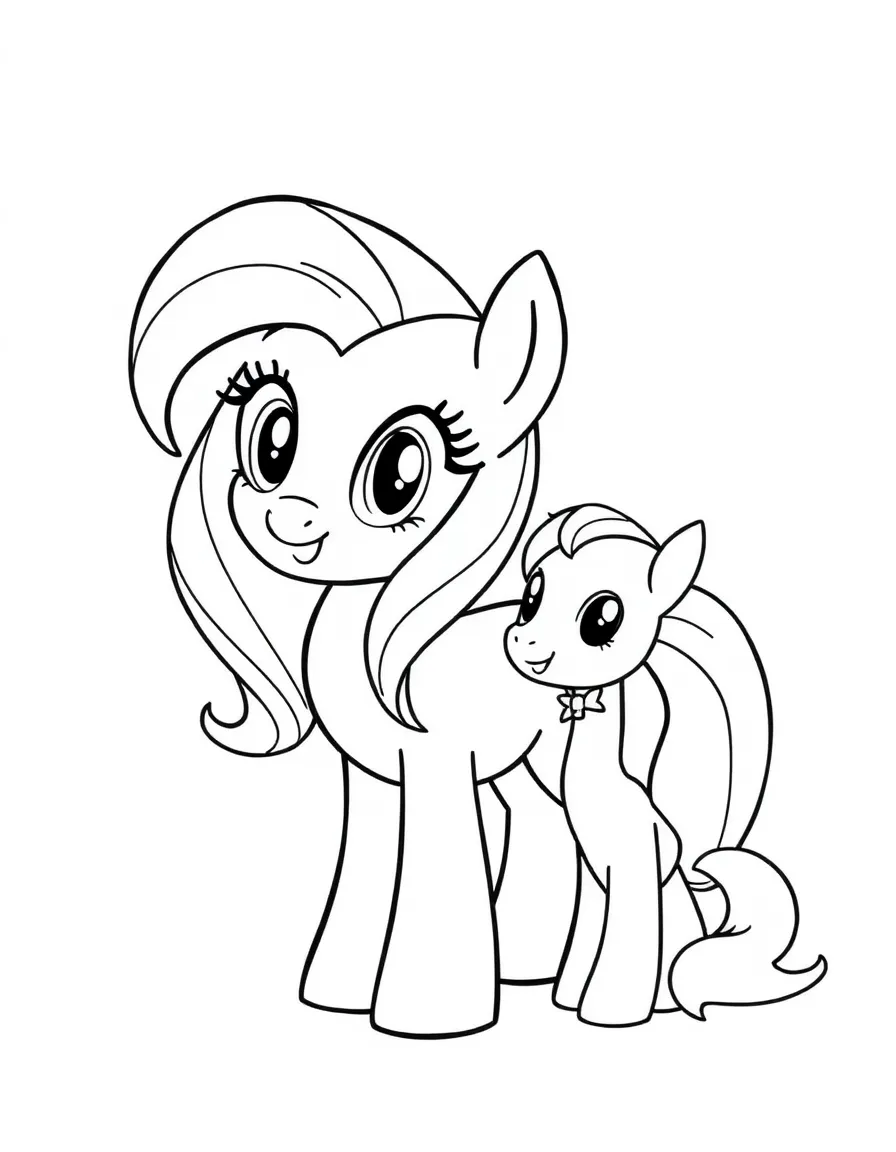 A simple outline of Applejack with her pet Winona.