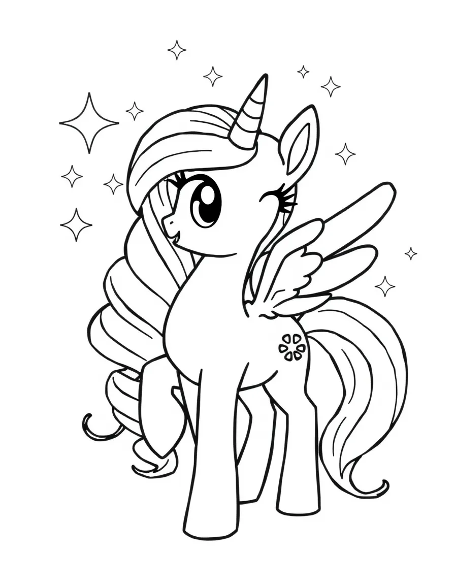 A simple outline of Princess Luna with a starry background.