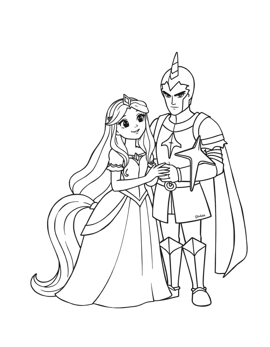 A simple outline of Princess Cadance and Shining Armor together.
