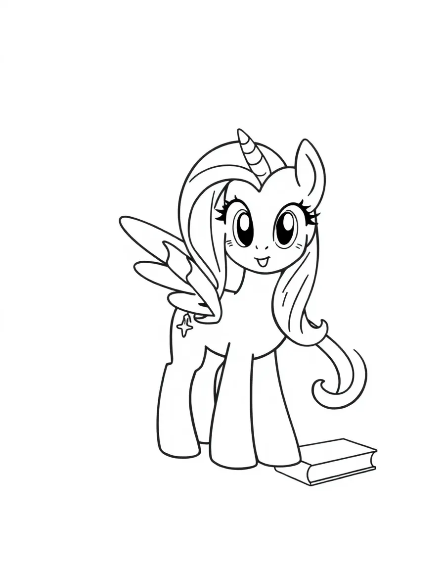 A simple outline of Twilight Sparkle with all her books.