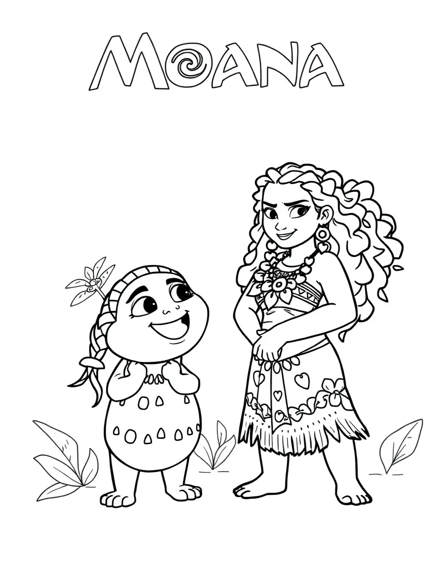 (characters in movie "Moana") Moana and Pua.