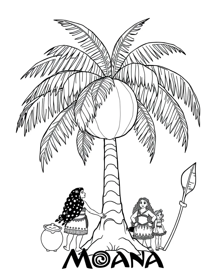(characters in movie "Moana") A coconut tree.