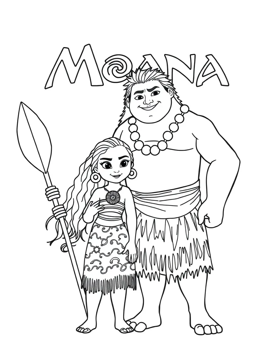 (characters in movie "Moana") Moana and her parents, Chief Tui and Sina.