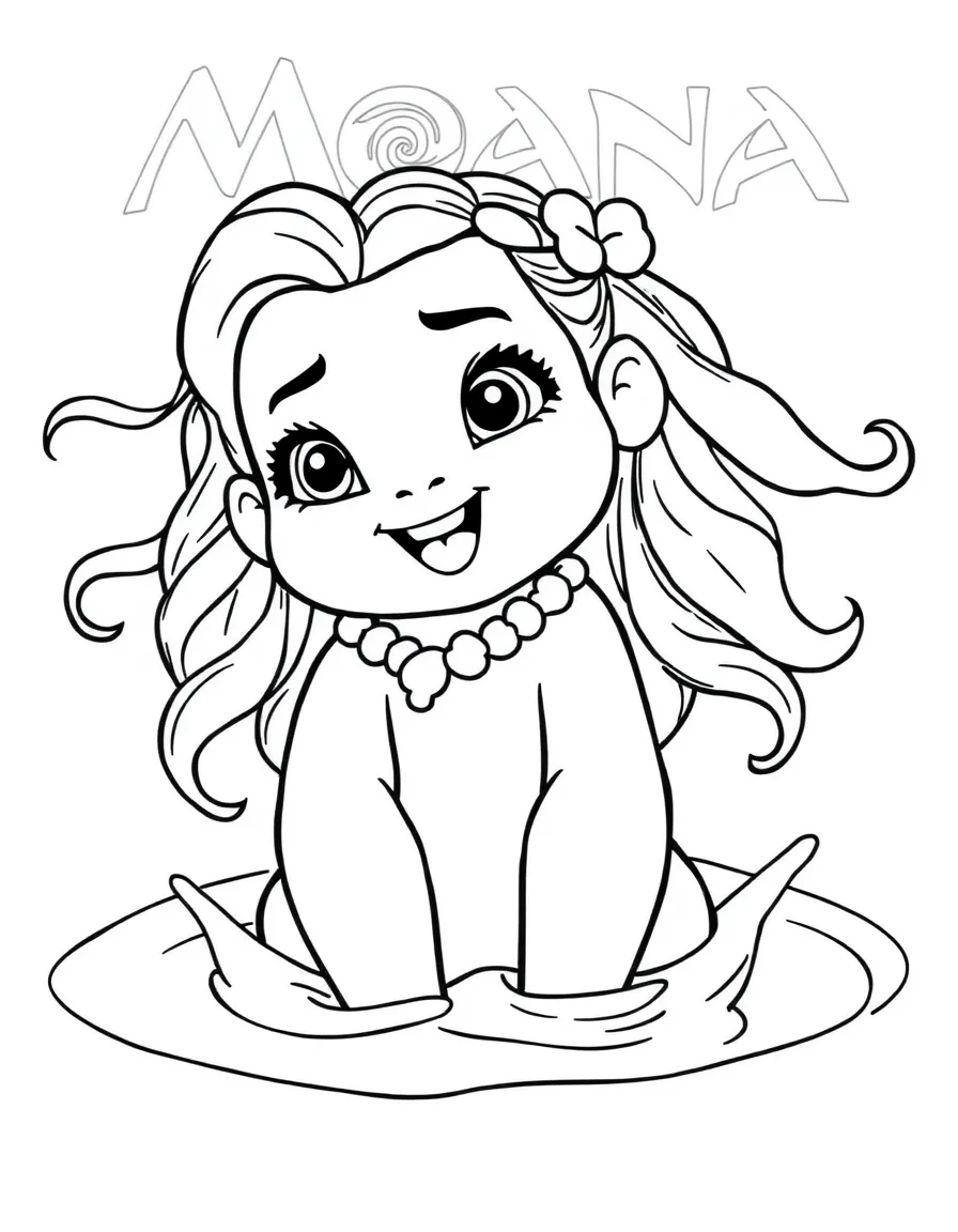 (characters in movie "Moana") Pua playing in the water.