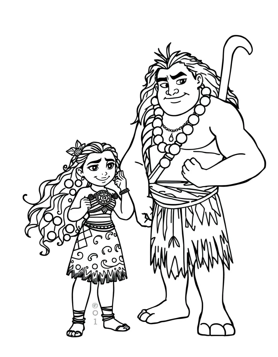 (characters in movie "Moana") Moana and Maui making up.